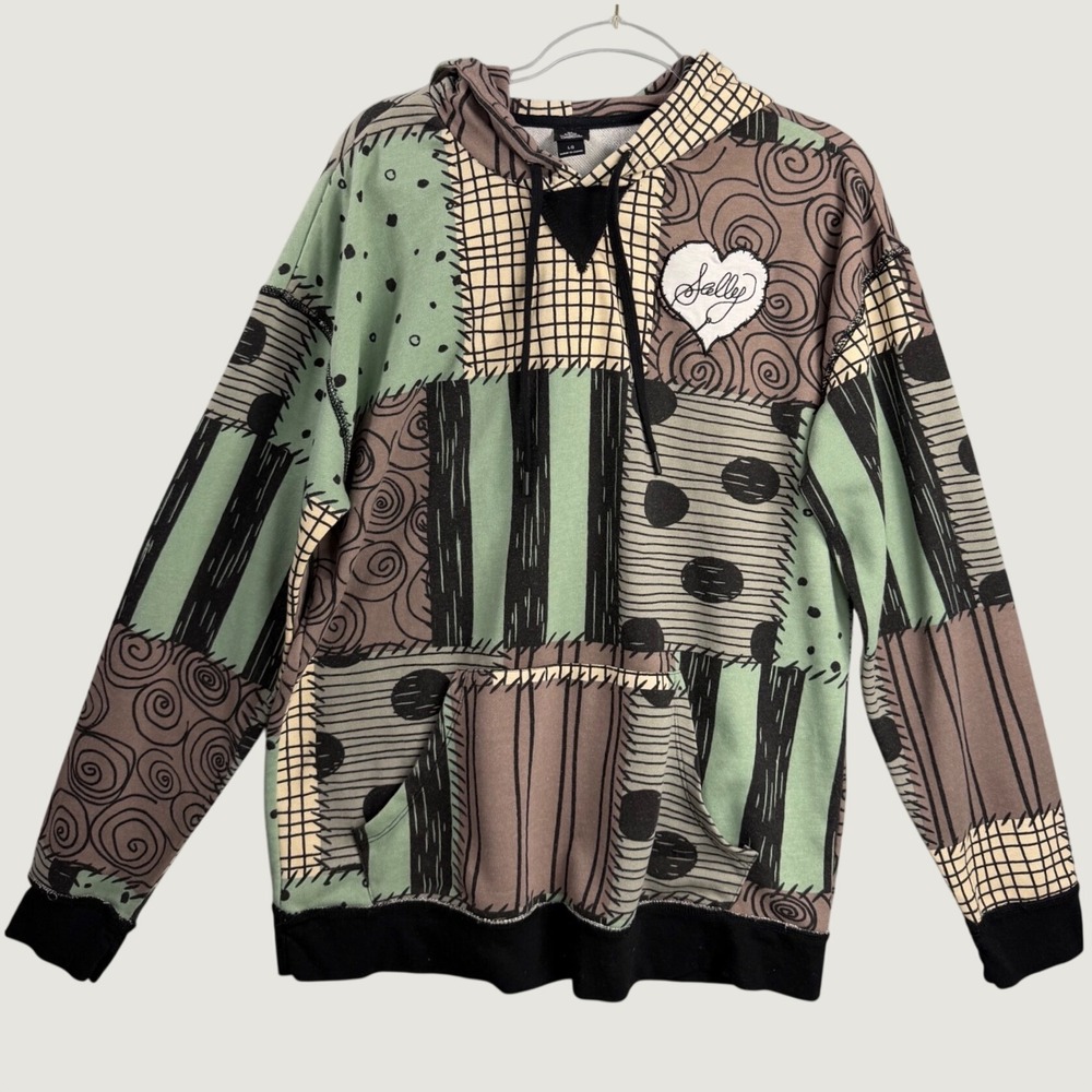 Disney Nightmare Before Christmas Sally Patchwork Hoodie Y2K Large